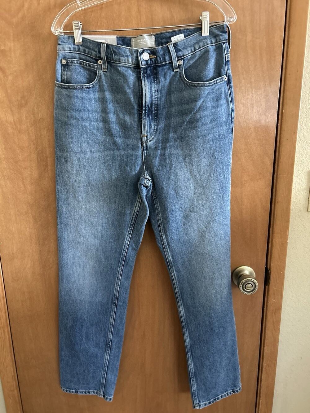 Everlane The Way High Slim Jeans Womens 30 Short Sail Blue Denim Logo Cotton-NWT